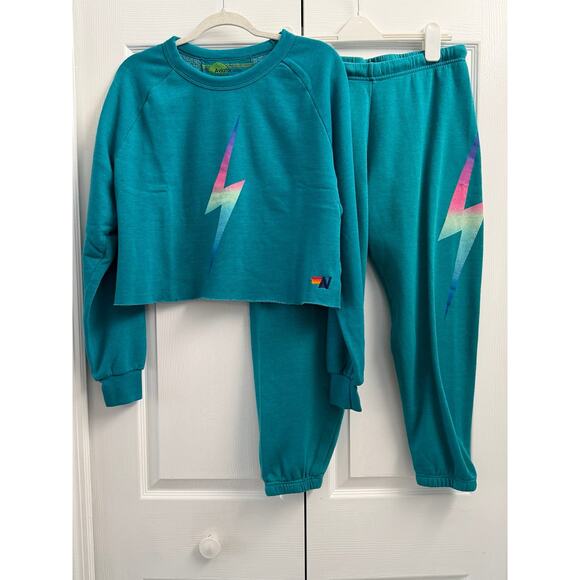 Aviator Nation Tops - Aviator Nation Teal Bolt Sweatshirt and Sweatpants Set Large Extra Large